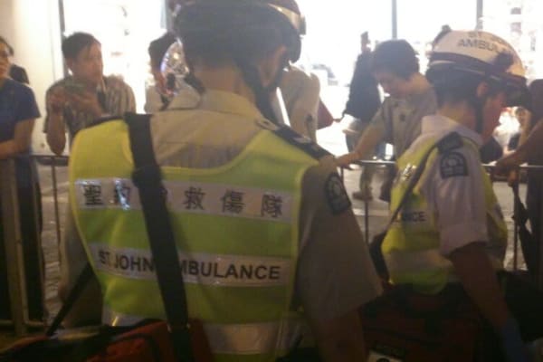Hong Kong St John Ambulance provides first aid during protest