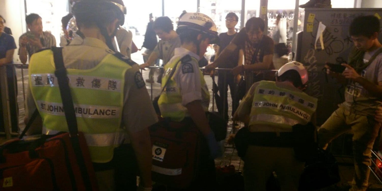 Hong Kong St John Ambulance provides first aid during protest