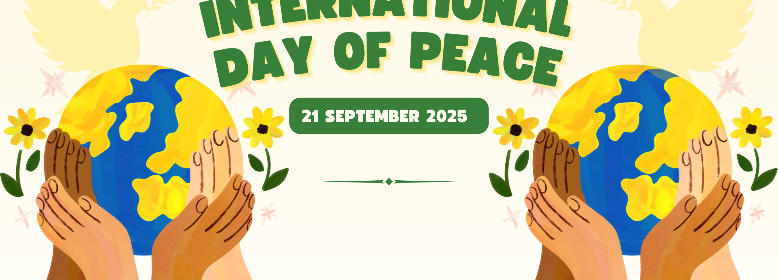Green And Beige Creative Illustrative International Day Of Peace Banner Scaled